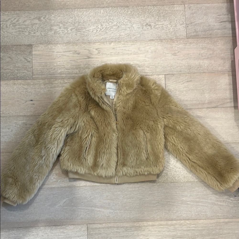 Janie and Jack Tan Puffer Coat with Plush Texture